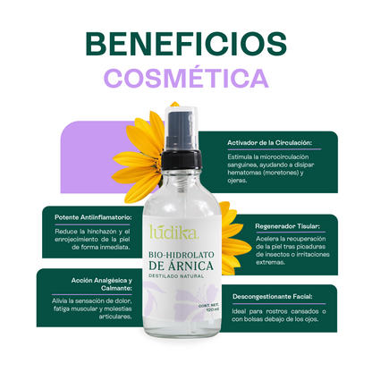Bio Hidrolato de Árnica | Facial y Corporal | Calmante, Descongestivo y Reparador