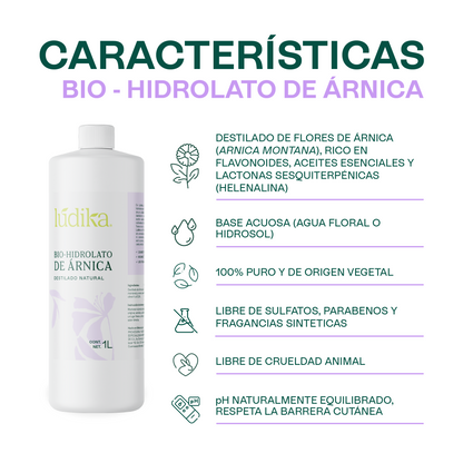 Bio Hidrolato de Árnica | Facial y Corporal | Calmante, Descongestivo y Reparador