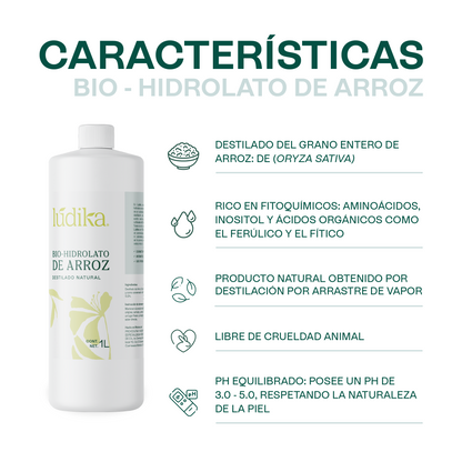 Bio Hidrolato de Arroz Integral | Facial y Corporal | Iluminador, Calmante e Hidratante
