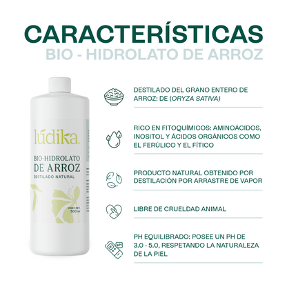 Bio Hidrolato de Arroz Integral | Facial y Corporal | Iluminador, Calmante e Hidratante