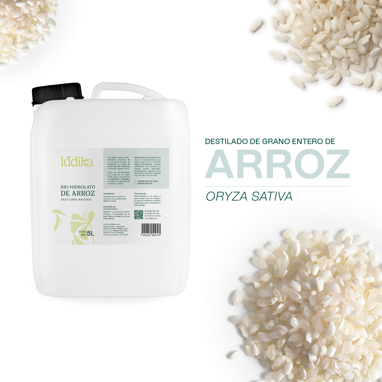 Bio Hidrolato de Arroz Integral | Facial y Corporal | Iluminador, Calmante e Hidratante
