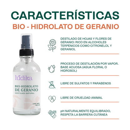 Bio Hidrolato de Geranio | Facial y Corporal | Reequilibrante, Regenerador y Tonificante