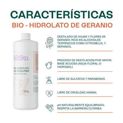 Bio Hidrolato de Geranio | Facial y Corporal | Reequilibrante, Regenerador y Tonificante