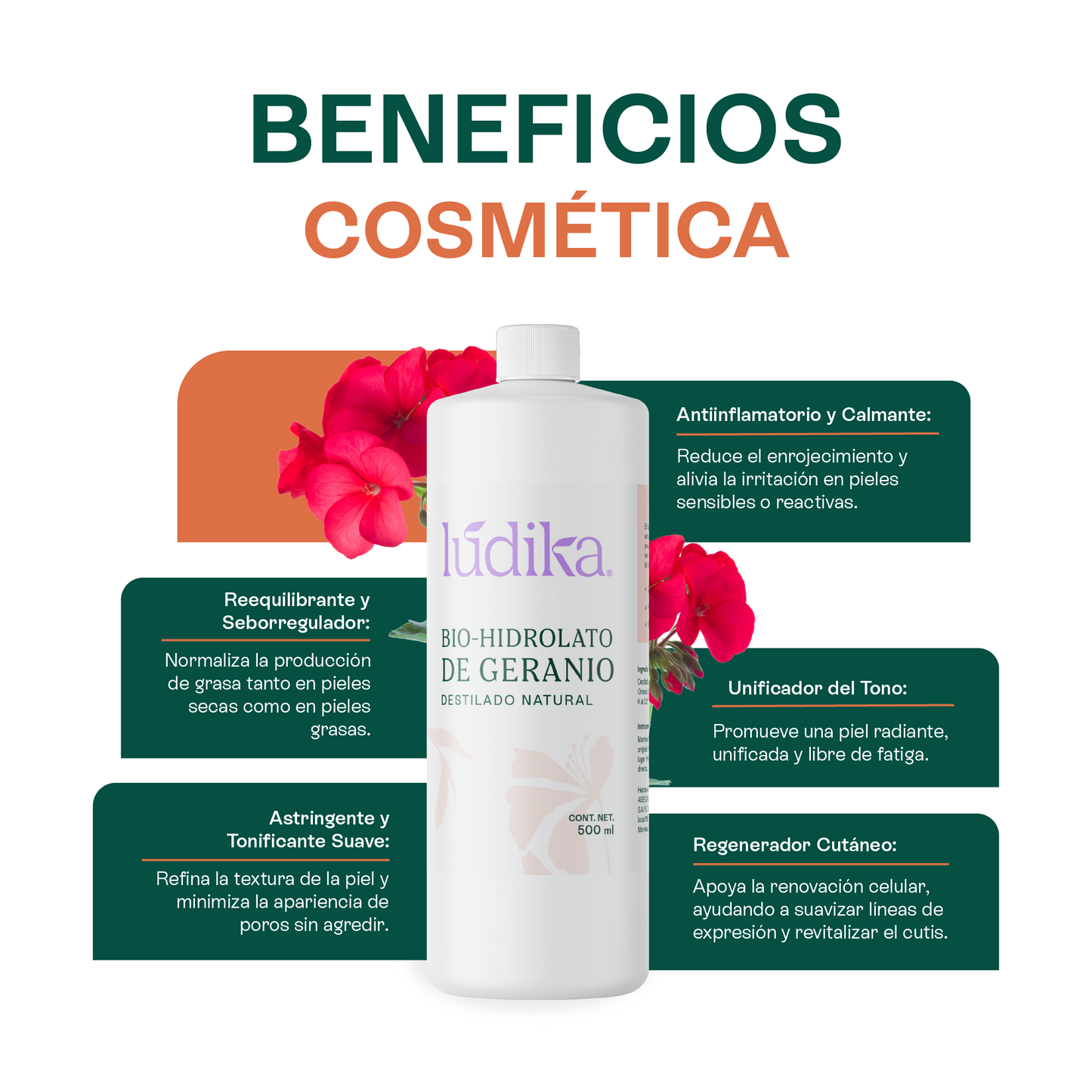 Bio Hidrolato de Geranio | Facial y Corporal | Reequilibrante, Regenerador y Tonificante