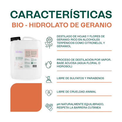 Bio Hidrolato de Geranio | Facial y Corporal | Reequilibrante, Regenerador y Tonificante