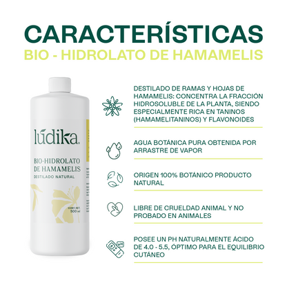 Hidrolato de Hamamelis | Facial y Corporal | Astringente, Purificante y Calmante