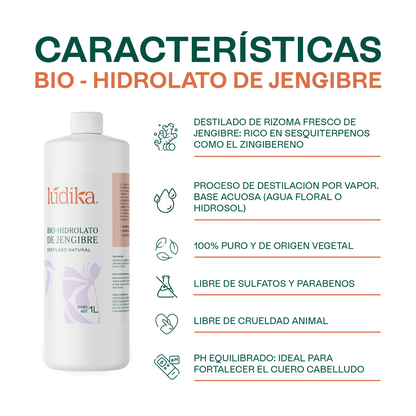 Bio Hidrolato de Jengibre | Facial y Corporal | Estimulante, Revitalizante y Tonificante