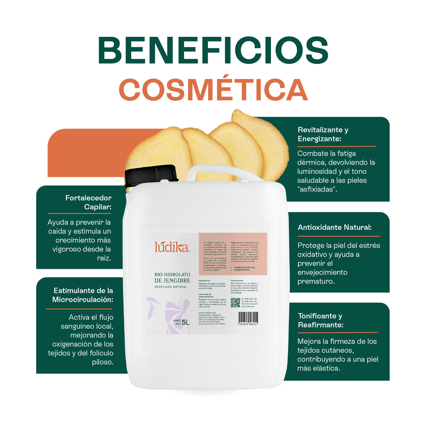 Bio Hidrolato de Jengibre | Facial y Corporal | Estimulante, Revitalizante y Tonificante