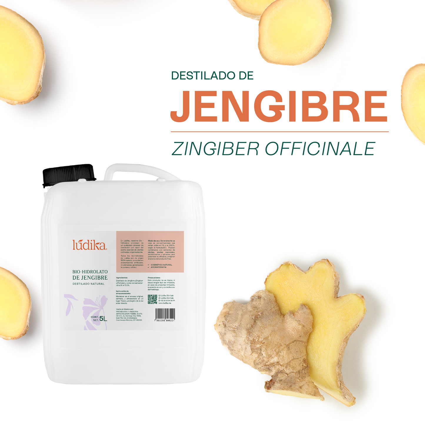 Bio Hidrolato de Jengibre | Facial y Corporal | Estimulante, Revitalizante y Tonificante