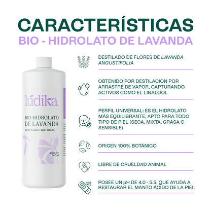 Bio Hidrolato de Lavanda | Facial y Corporal | Calmante, Equilibrante y Regenerador