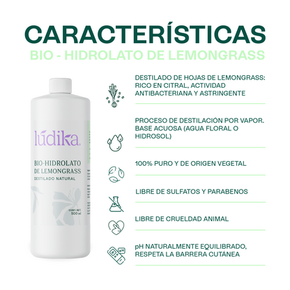 Hidrolato de Lemongrass | Facial y Corporal | Purificante, Astringente y Tonificante