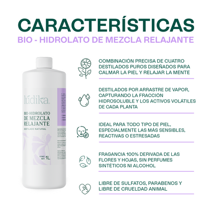 Hidrolato de Mezcla Relajante Puro | Calma, Relaja y Revitaliza Cuerpo y Mente