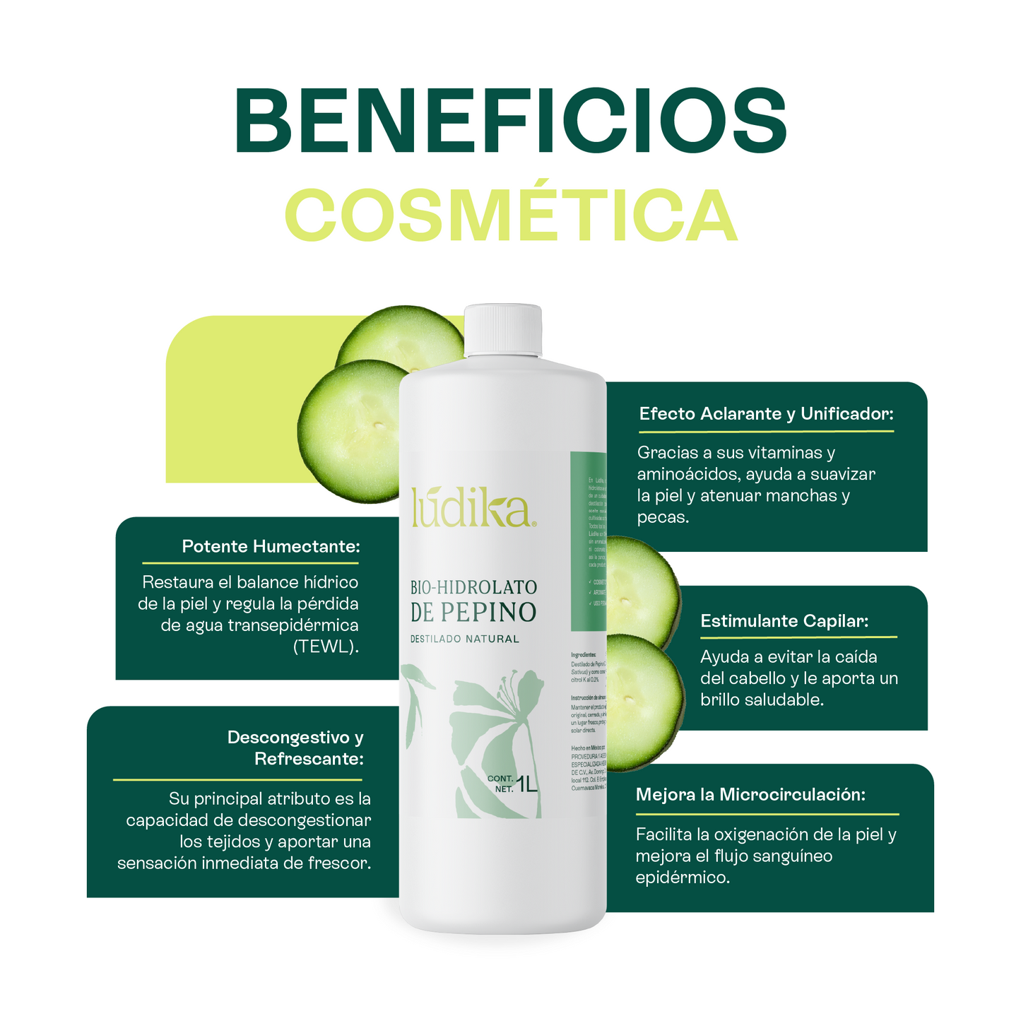 Hidrolato de Pepino | Facial y Corporal | Descongestivo, Refrescante e Hidratante
