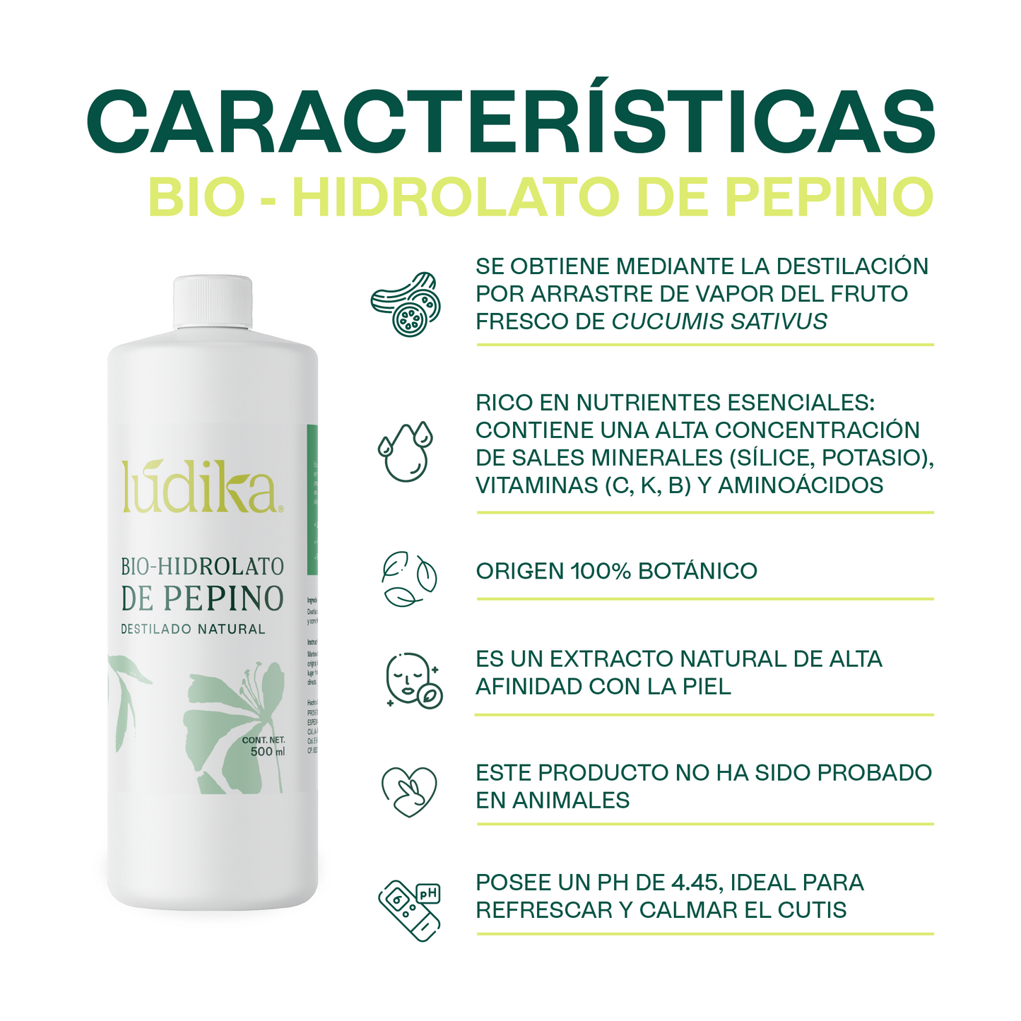 Hidrolato de Pepino | Facial y Corporal | Descongestivo, Refrescante e Hidratante