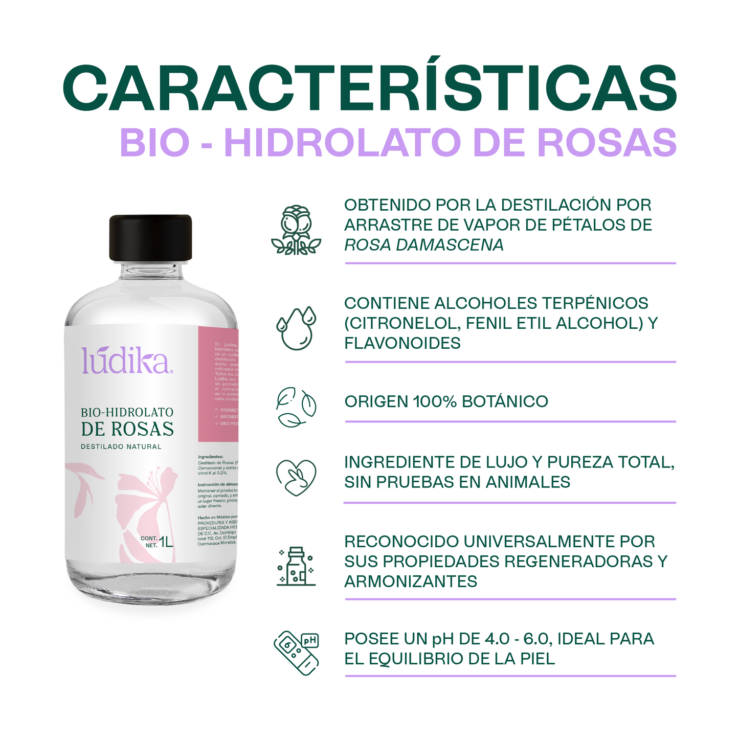 Bio Hidrolato de Rosas Damascena | Envase de vidrio | Facial | Antiedad, Calmante