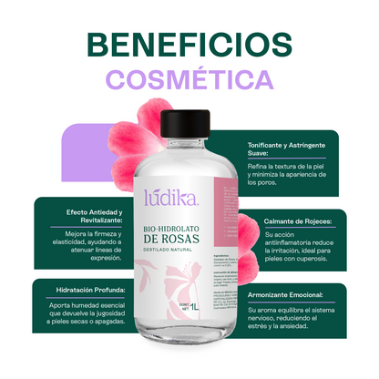 Bio Hidrolato de Rosas Damascena | Envase de vidrio | Facial | Antiedad, Calmante