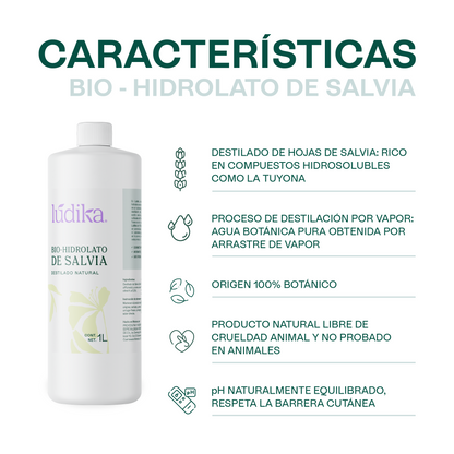 Hidrolato de Salvia | Facial y Corporal | Purificante, Seborregulador y Astringente
