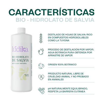 Hidrolato de Salvia | Facial y Corporal | Purificante, Seborregulador y Astringente