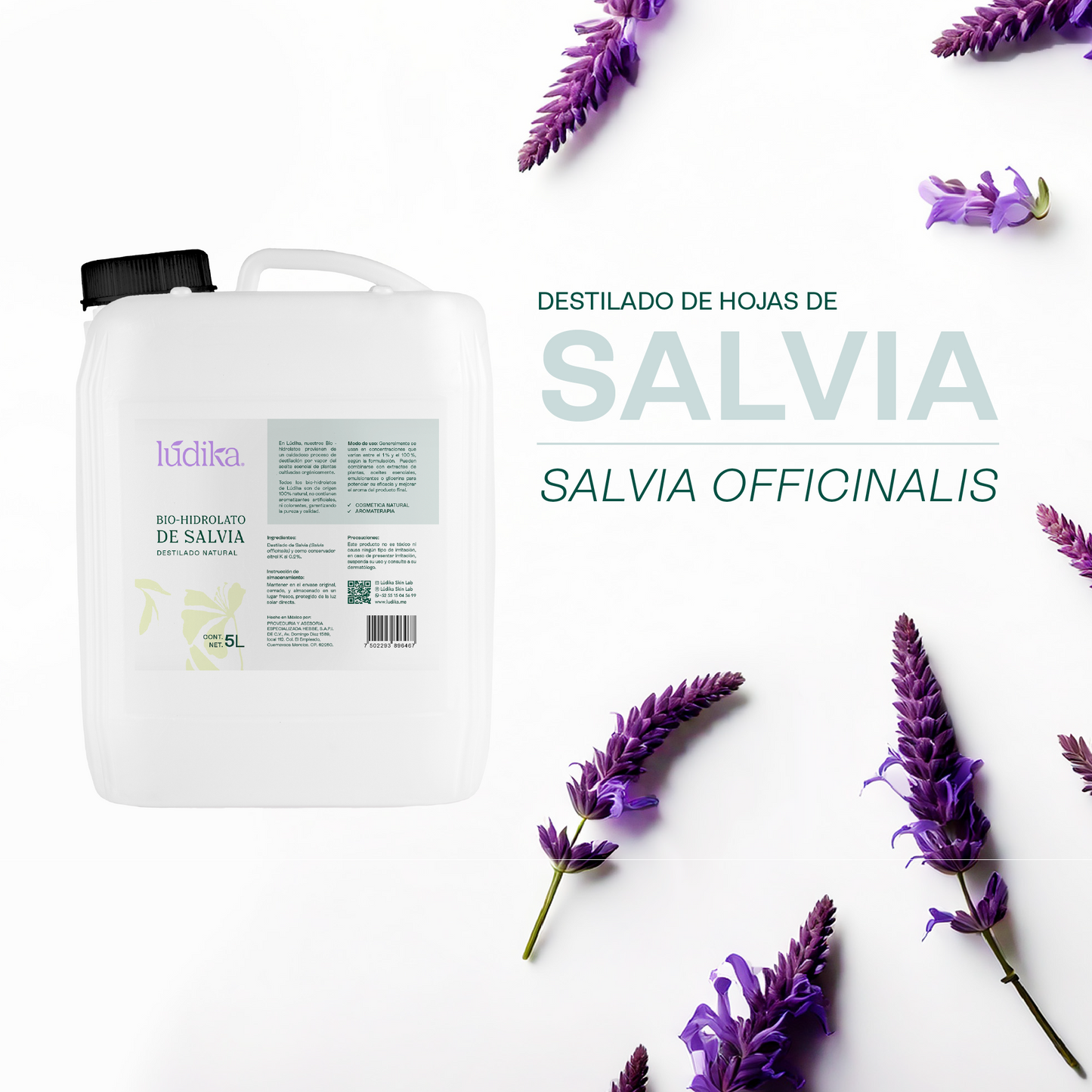 Hidrolato de Salvia | Facial y Corporal | Purificante, Seborregulador y Astringente
