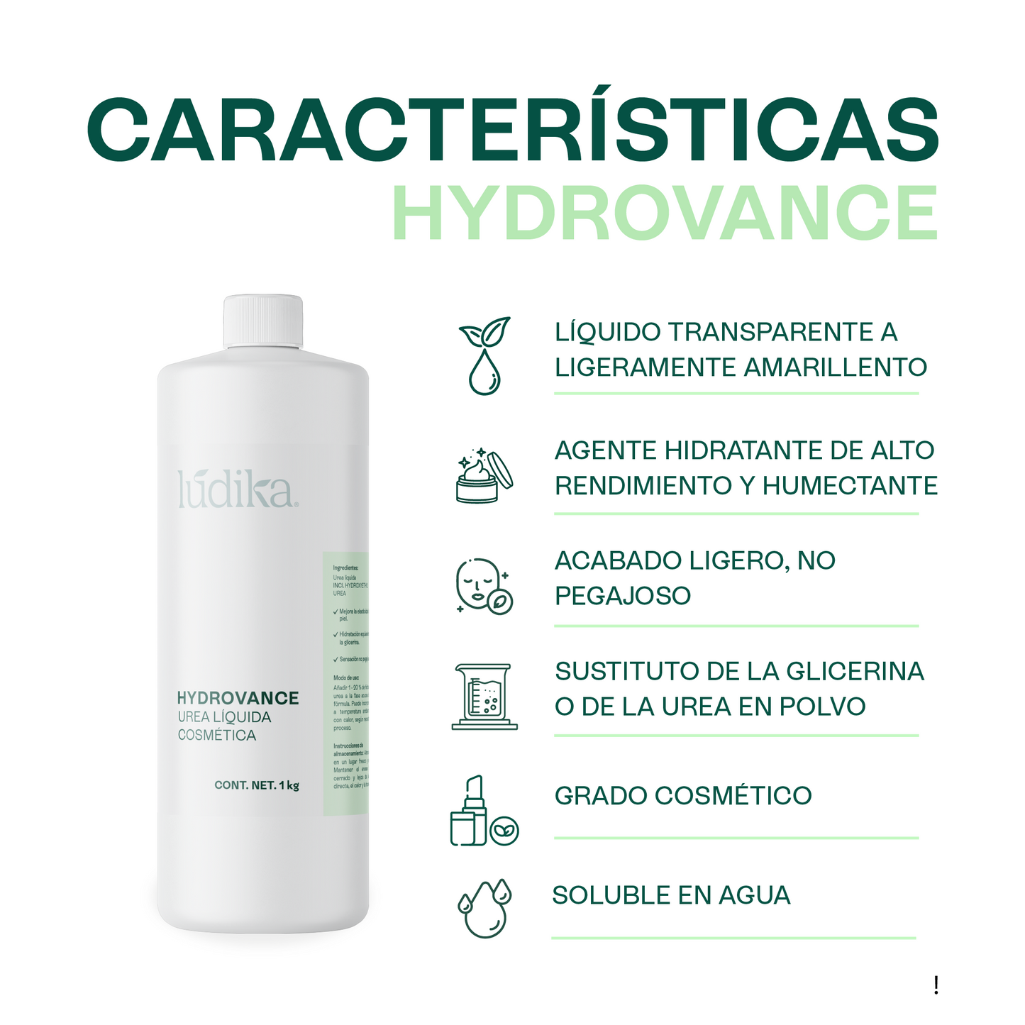 Hydrovance Urea Líquida | Facial, Corporal y Capilar | Humectante de Tacto Elegante