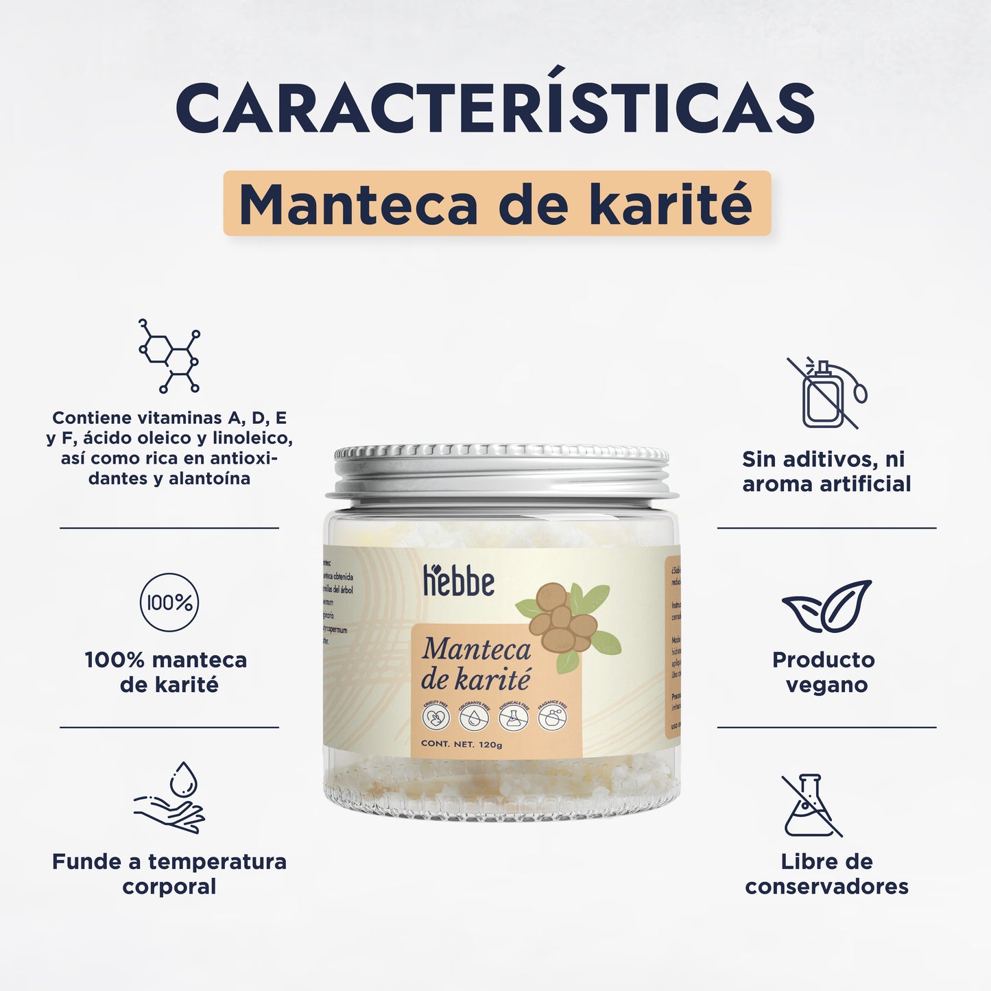 Manteca de Karité | Cuerpo, Rostro y Cabello | Emoliente, Reparadora y Protectora