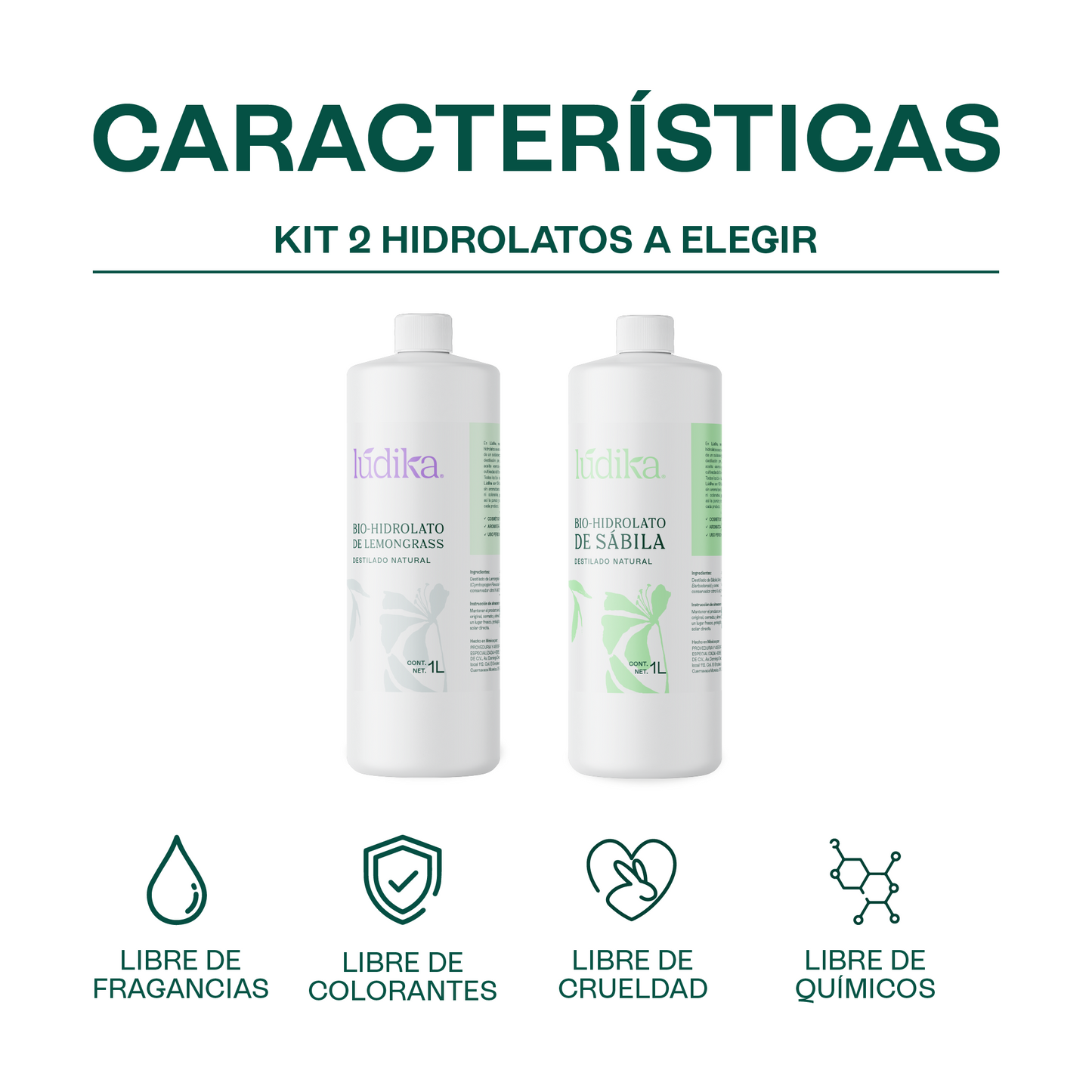 Kit de Hidrolatos | 2 Tónicos Faciales Puros para Refrescar y Equilibrar tu Piel A escoger 1 L c/u