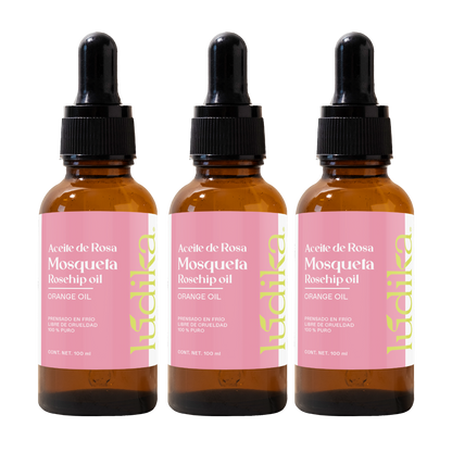 Kit 3 Aceites de Rosa Mosqueta | Facial y Corporal | Tratamiento Regenerador, Antiedad y Cicatrizante