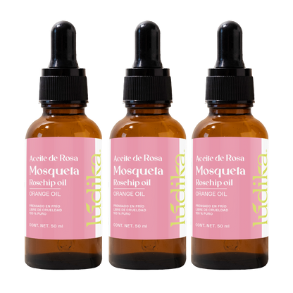 Kit 3 Aceites de Rosa Mosqueta | Facial y Corporal | Tratamiento Regenerador, Antiedad y Cicatrizante