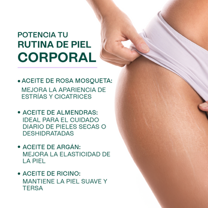 Kit de 4 Aceites Puros | Ricino, Rosa Mosqueta, Argán, Almendras | Antiedad, Fortalecimiento e Hidratación para Piel y Cabello