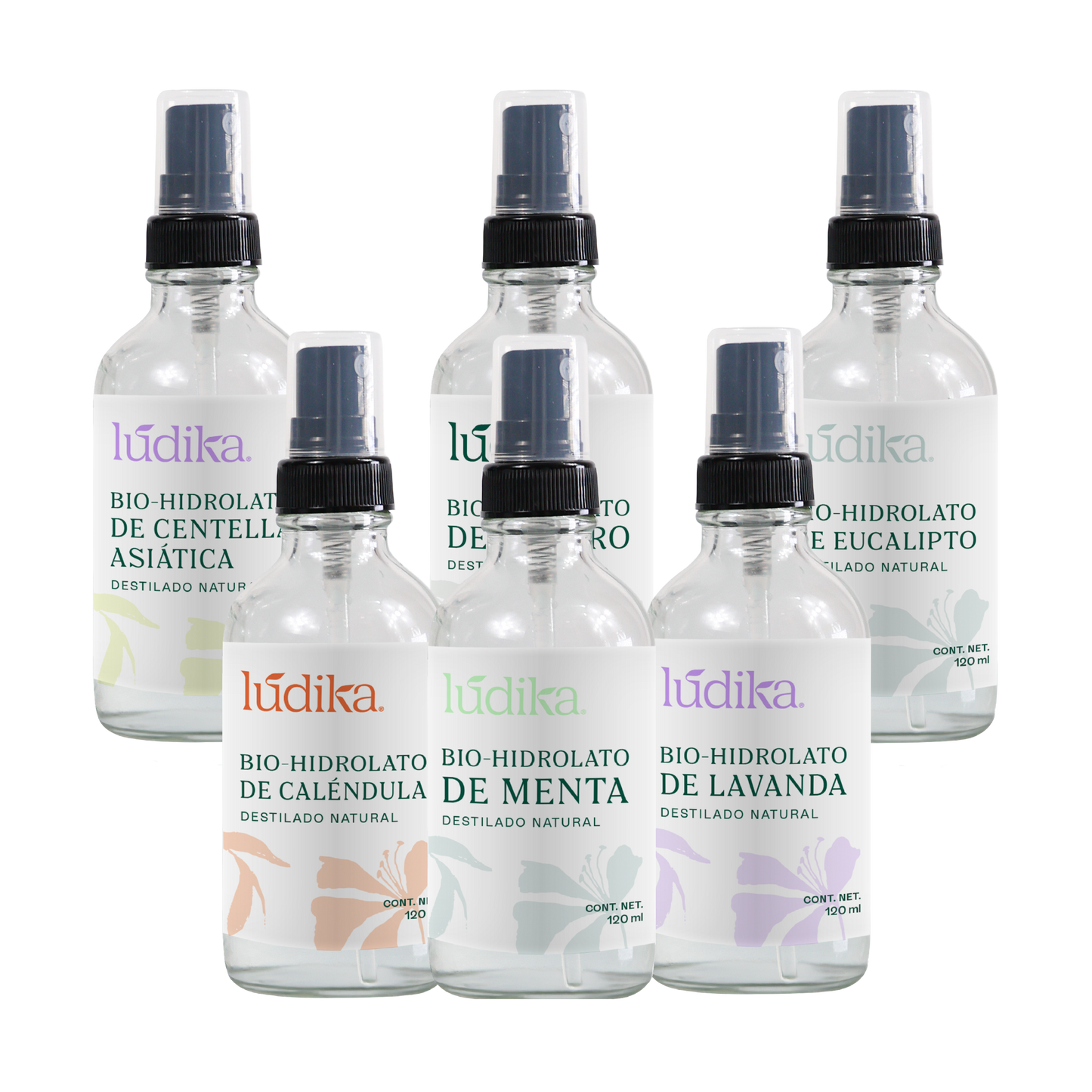 Kit 6 Hidrolatos en Spray 120 m | Esencia Floral Pura para Revitalizar y Calmar Piel y Cabello A elegir