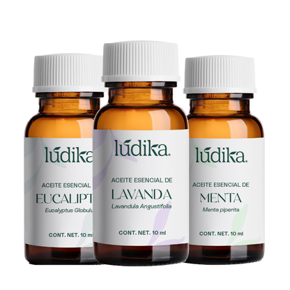 Kit Aceites Esenciales de Lavanda, Eucalipto, Menta | Facial, Spa y Aromaterapia | Calmante, Descongestionante y Equilibrante para Piel y Cabello