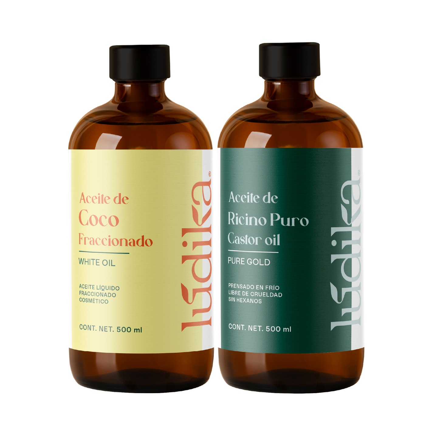 Dúo de Aceites | Aceite de Ricino y Coco Líquido | Hidratación Profunda, Masaje y Nutrición Capilar