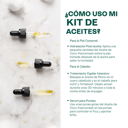Dúo de Aceites | Aceite de Ricino y Coco Líquido | Hidratación Profunda, Masaje y Nutrición Capilar