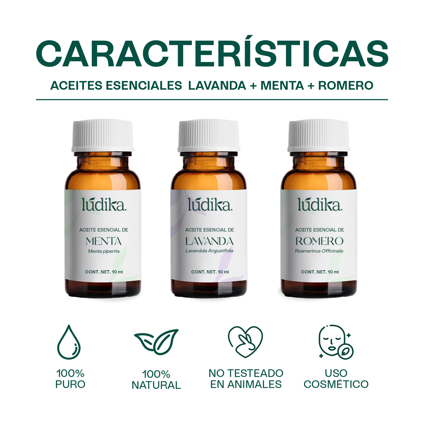 Kit Aceites Esenciales de Lavanda, Menta, Romero | Facial, Spa y Aromaterapia | Calmante, Estimulante y Equilibrante para Piel, Cabello y Mente