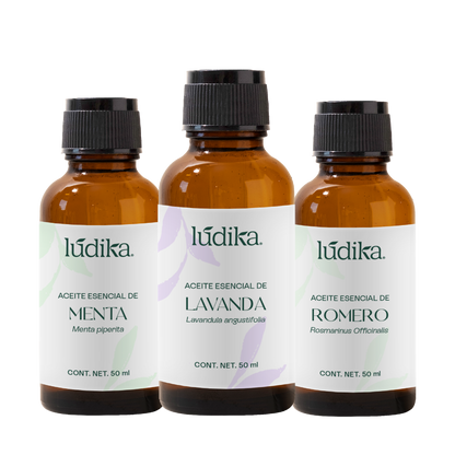 Kit Aceites Esenciales de Lavanda, Menta, Romero | Facial, Spa y Aromaterapia | Calmante, Estimulante y Equilibrante para Piel, Cabello y Mente