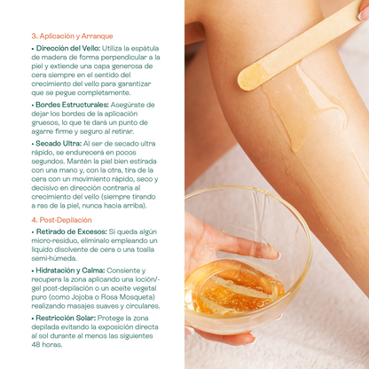 Kit de Depilación | Cera Española, Gel Post-Depilatorio y Aplicadores para una Piel Suave y Cuidada
