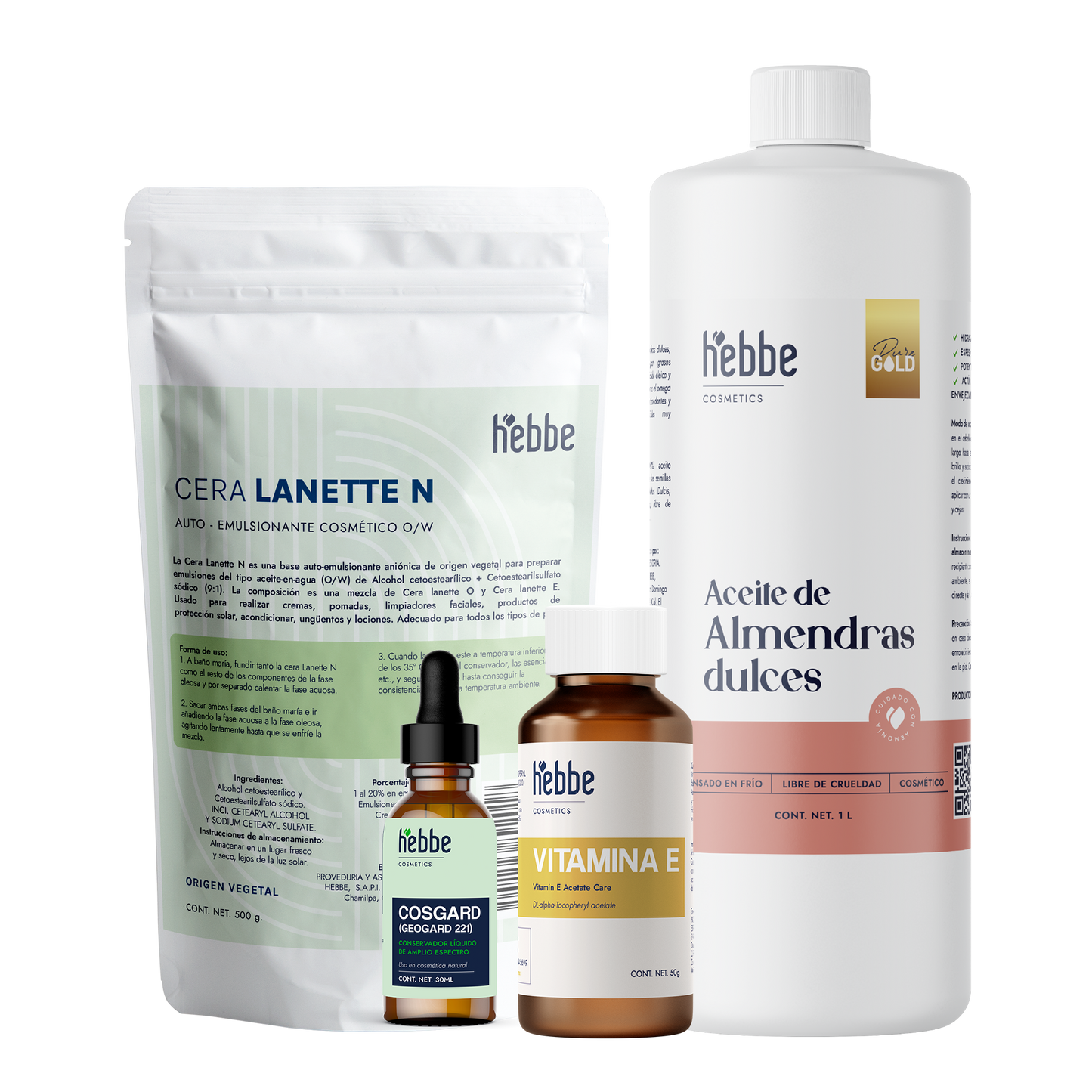 Kit crema | Facial | Cera Lanette N, Cosgard, Vitamina E y Aceite de Almendras