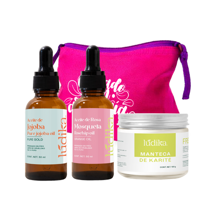 Kit mamá | Aceite de Rosa Mosqueta, Jojoba y Karité | Hidratación Antiedad y Nutrición Integral para Piel y Cabello