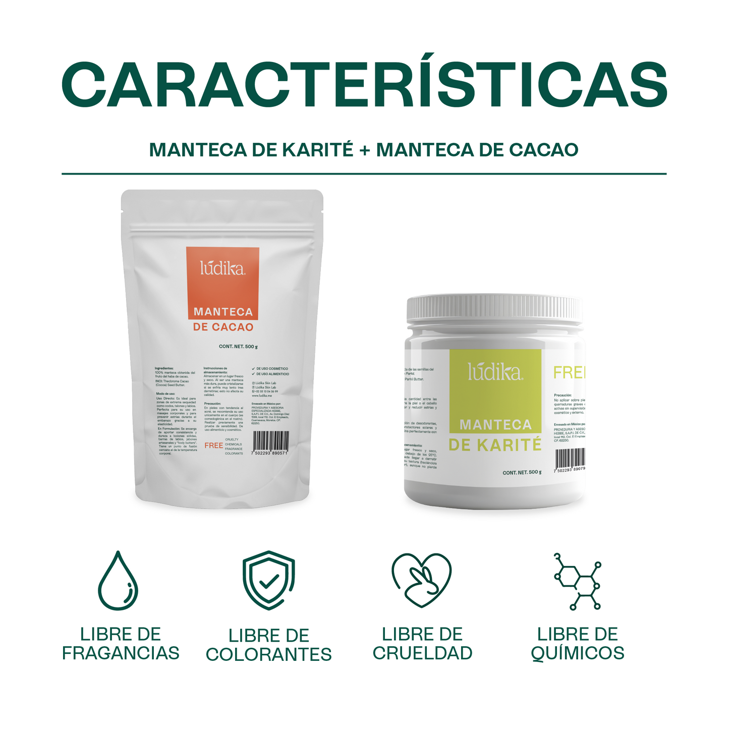 Manteca de cacao y karité | Kit de Mantecas vegetales | Hidratación Profunda y Nutrición para Piel Seca y Sensible
