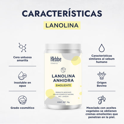 Lanolina Anhidra | Emulsionante W/O | Reparador Intensivo y Emoliente Barrera Semi-Oclusivo