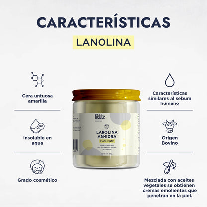 Lanolina Anhidra | Emulsionante W/O | Reparador Intensivo y Emoliente Barrera Semi-Oclusivo