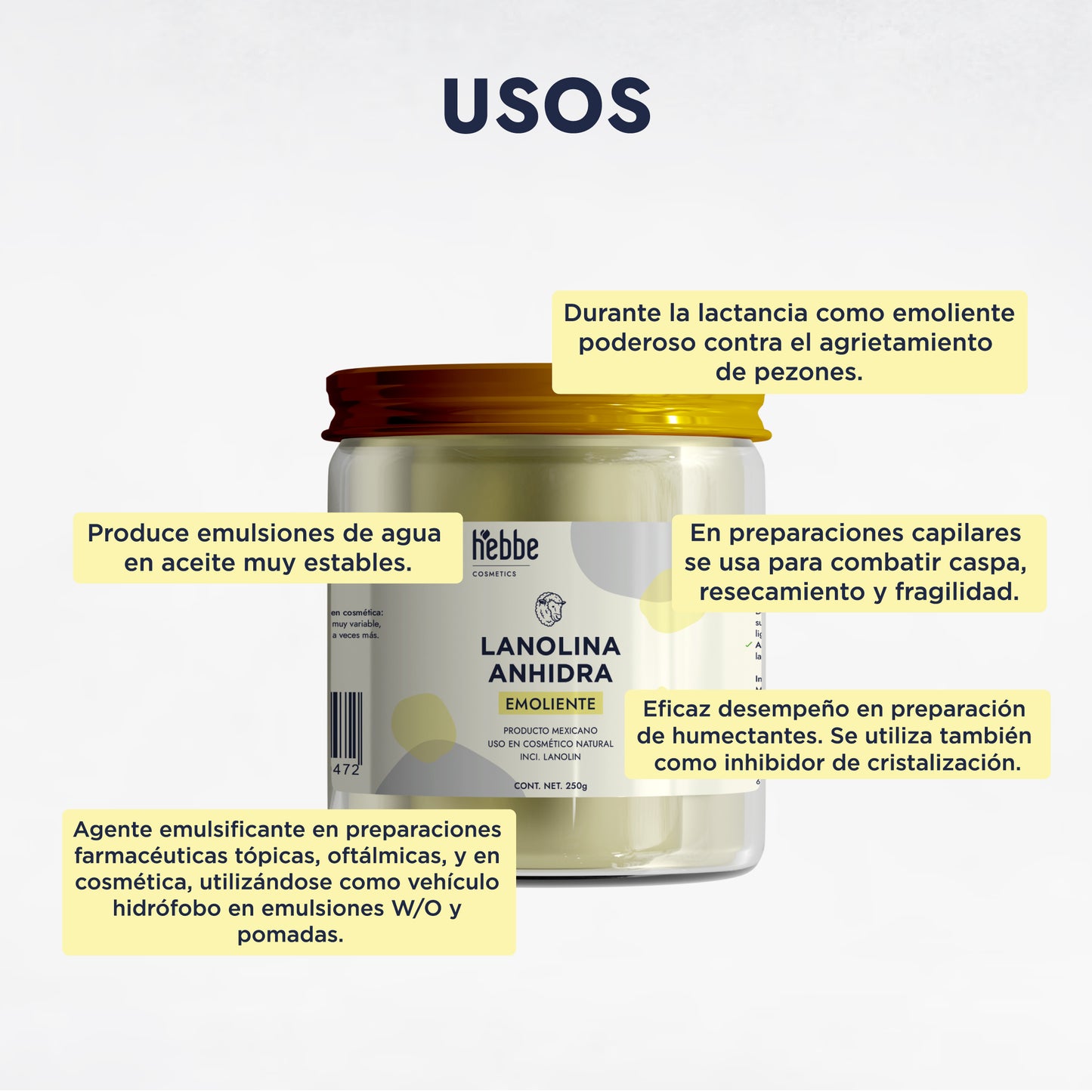 Lanolina Anhidra | Emulsionante W/O | Reparador Intensivo y Emoliente Barrera Semi-Oclusivo