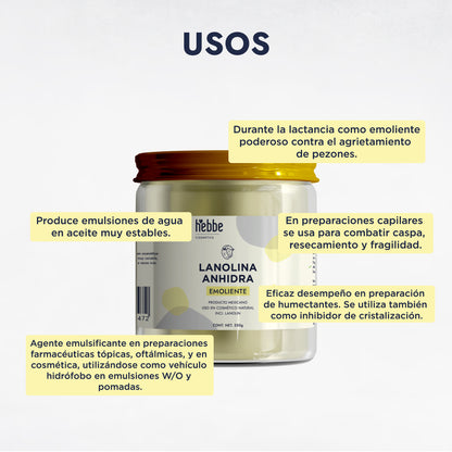 Lanolina Anhidra | Emulsionante W/O | Reparador Intensivo y Emoliente Barrera Semi-Oclusivo