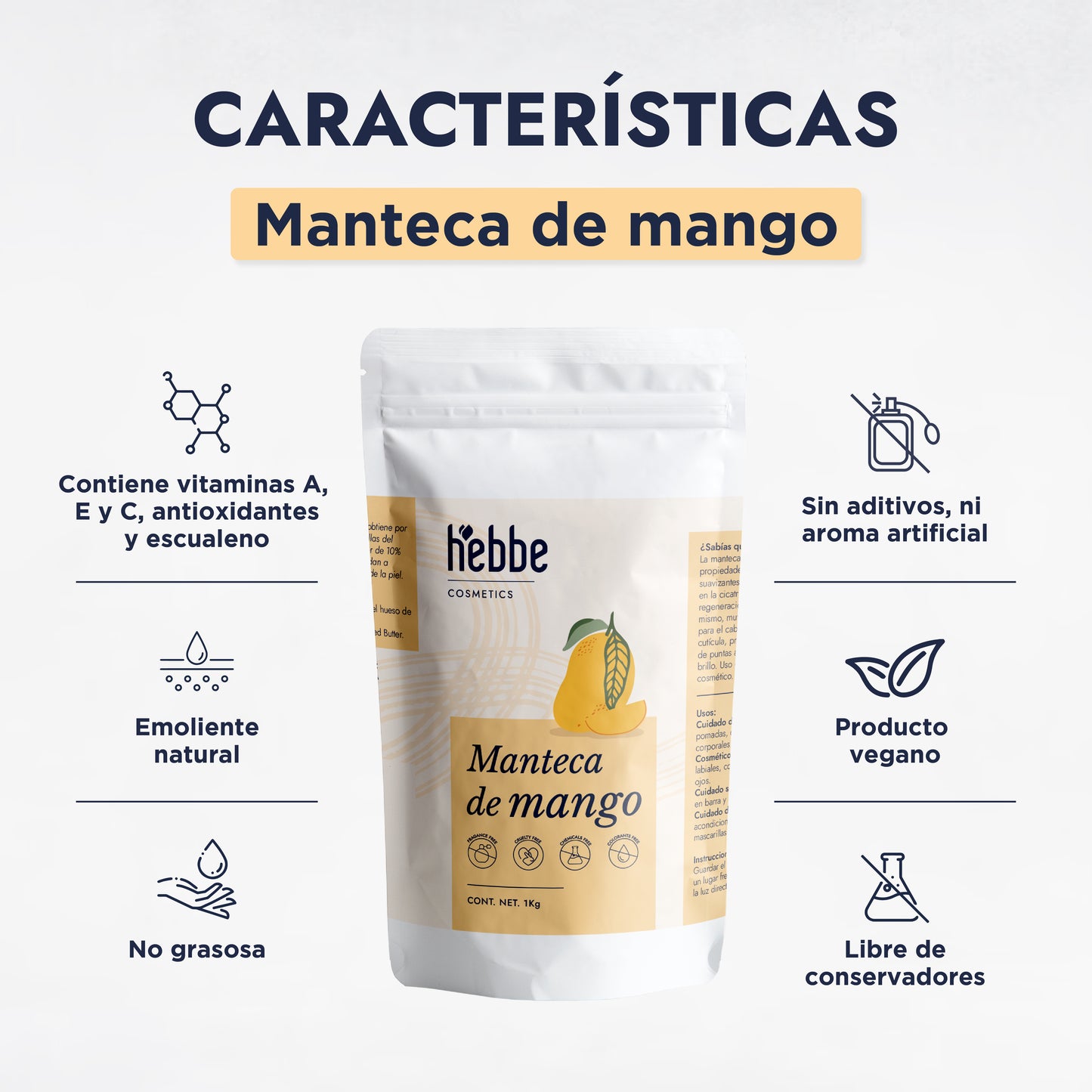 Manteca de Mango | Cuerpo, Cabello y Labios | Emoliente Ligera, Nutritiva y Regeneradora