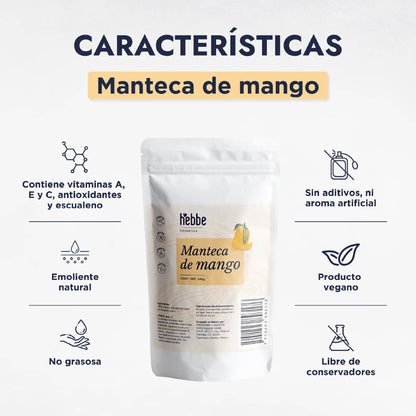 Manteca de Mango | Cuerpo, Cabello y Labios | Emoliente Ligera, Nutritiva y Regeneradora