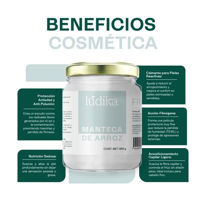 Manteca de Arroz | Rostro, Cuerpo y Cabello | Emoliente Antioxidante de Tacto Seco y Sedoso