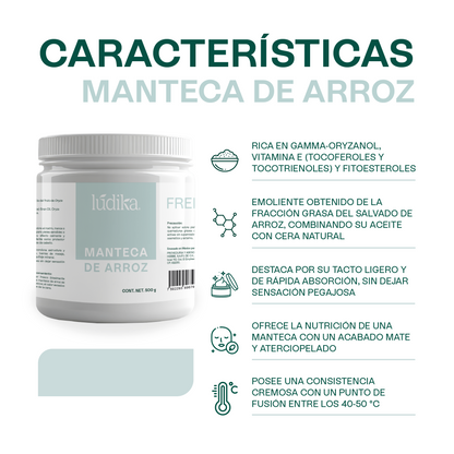 Manteca de Arroz | Rostro, Cuerpo y Cabello | Emoliente Antioxidante de Tacto Seco y Sedoso
