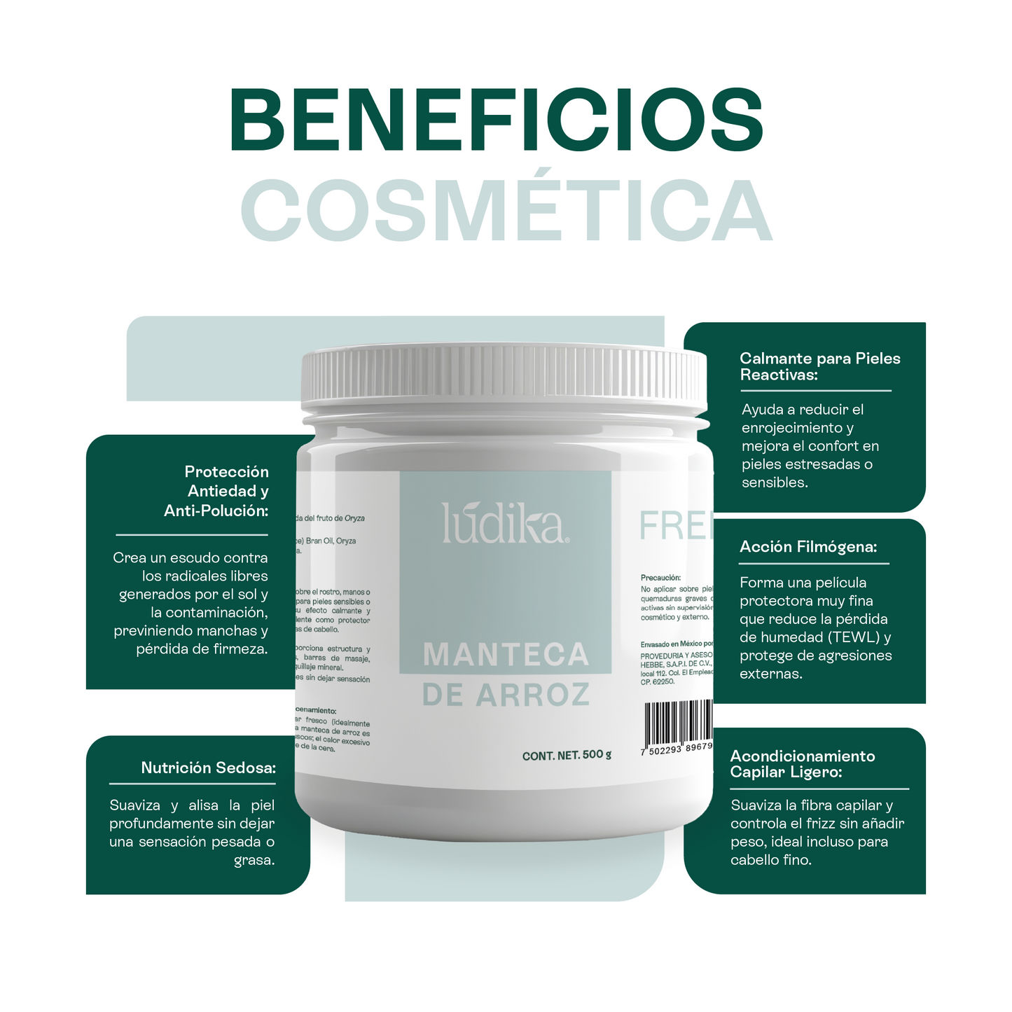 Manteca de Arroz | Rostro, Cuerpo y Cabello | Emoliente Antioxidante de Tacto Seco y Sedoso