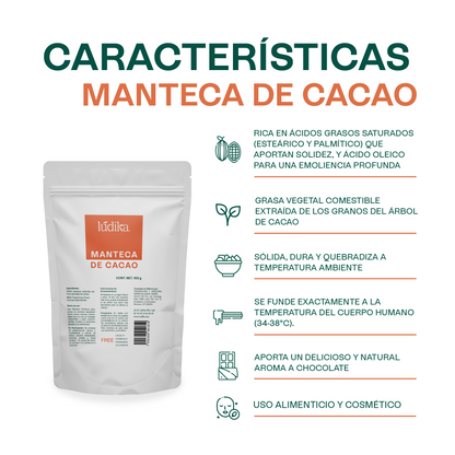 Manteca de Cacao | Cuerpo, Labios y Alimentación | Emoliente Oclusivo y Agente Fundente