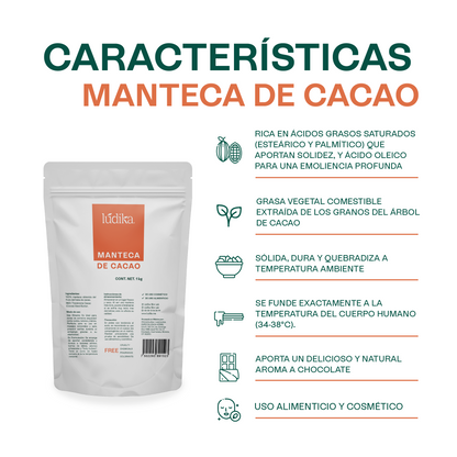 Manteca de Cacao | Cuerpo, Labios y Alimentación | Emoliente Oclusivo y Agente Fundente